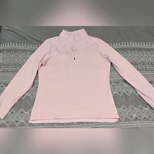 Renwick Pink And White Striped Quarter Zip Pullover Size Medium